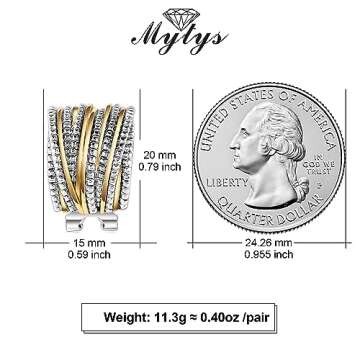 Mytys Two Tone Earrings for Women Gold and Silver Crossover Half Hoop Statement Earring Designer Stud Earrings (Gold & Silver)