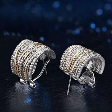 Mytys Two Tone Earrings for Women Gold and Silver Crossover Half Hoop Statement Earring Designer Stud Earrings (Gold & Silver)