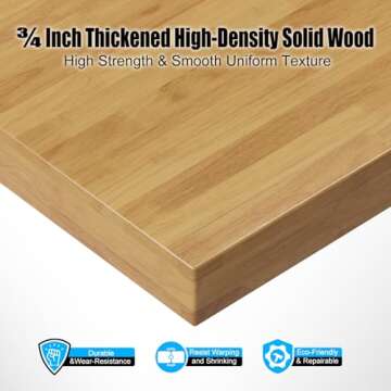 48” Heavy-Duty Solid Wood Work Bench Work Table with Wheels, Adjustable Height Portable Workbench with Power Outlets, 3000 Lbs Capacity Workstation for Garage, Workshop, Office