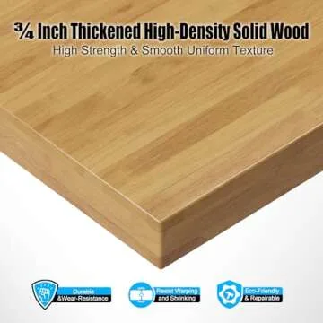 48” Heavy-Duty Solid Wood Work Bench Work Table with Wheels, Adjustable Height Portable Workbench with Power Outlets, 3000 Lbs Capacity Workstation for Garage, Workshop, Office