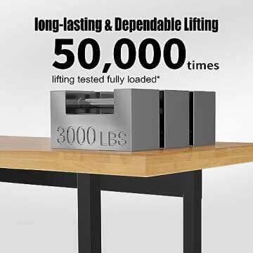 48” Heavy-Duty Solid Wood Work Bench Work Table with Wheels, Adjustable Height Portable Workbench with Power Outlets, 3000 Lbs Capacity Workstation for Garage, Workshop, Office