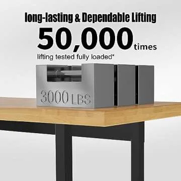 48” Heavy-Duty Solid Wood Work Bench Work Table with Wheels, Adjustable Height Portable Workbench with Power Outlets, 3000 Lbs Capacity Workstation for Garage, Workshop, Office