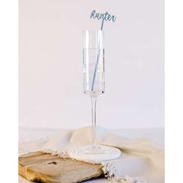 The Cotton & Canvas Co. Personalized Name Drink Stirrers, Party Cocktail Sticks, Custom Swizzle Sticks, Party Favors, Wedding, Christmas, Custom Name Drink Marker, Light Pink