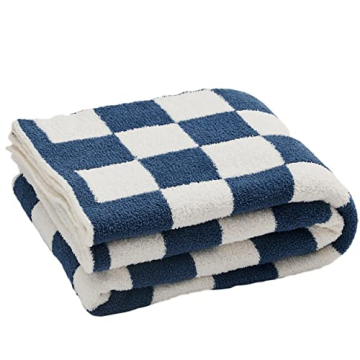 Throw Blankets Barefoot Checkerboard Gingham Warm Cozy Microfiber Reversible for Home Decor Bed Couc...
