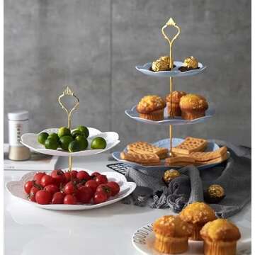 3 Tier Plastic Cupcake Stand - Elegant Dessert Display for Parties
