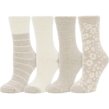 BEARPAW 4 Pair Pack Cozy Super Soft Lounge Socks with Multi Pattern and Style
