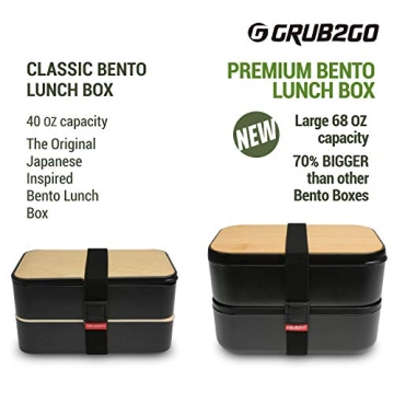 GRUB2GO Premium Bento Lunch Box - 68 Oz Capacity 2023 Exclusive