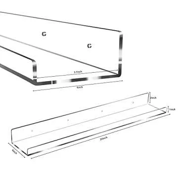Jansburg 24 Inch Clear Floating Shelves 4 Pack Acrylic Shelves Invisible Floating Wall Ledge Bookshelf 5MM Thick Book Display Shelves Wall Mounted Bathroom Kitchen Organizer