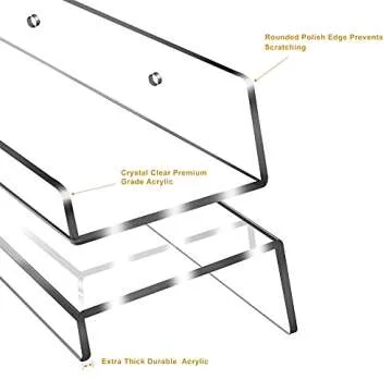 Jansburg 24 Inch Clear Floating Shelves 4 Pack Acrylic Shelves Invisible Floating Wall Ledge Bookshelf 5MM Thick Book Display Shelves Wall Mounted Bathroom Kitchen Organizer