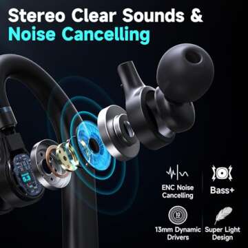 Eumspo Wireless Headset 60Hrs Play Dual Mic Noise Canceling