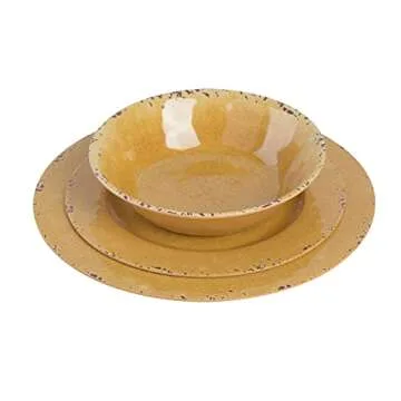 Gibson Home Mauna Melamine Plastic Dinnerware Set, Service for 4 (12pc), Golden Yellow