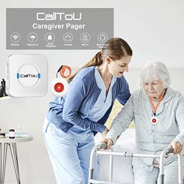 CallToU Caregiver Pager Wireless Call Button Nurse Alert System 500+ Feet for Home/Elderly/Patient/D...