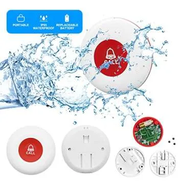 CallToU Caregiver Pager Wireless Call Button Nurse Alert System 500+ Feet for Home/Elderly/Patient/Disabled 1 Plugin Receiver 1 Waterproof Transmitter