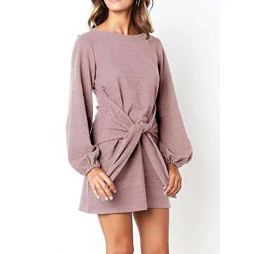 R.Vivimos Women's Autumn Winter Cotton Long Sleeves Elegant Knitted Bodycon Tie Waist Sweater Pencil...