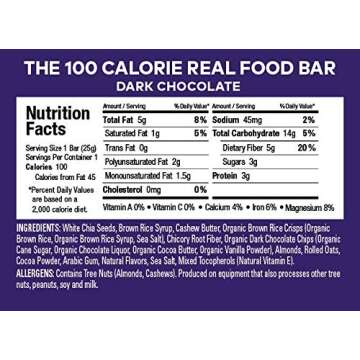 Health Warrior Chia Bars, Chocolate Variety Pack, Gluten Free, Vegan, 25g Bars, 15 Count