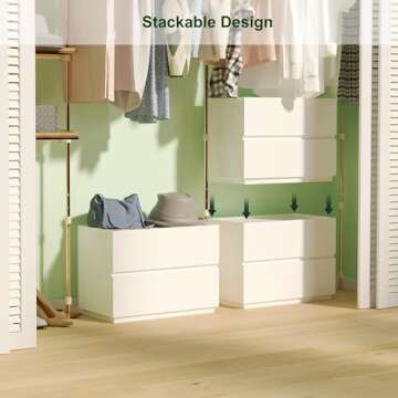 woodtalks Stackable 2 Drawer Dresser, Multi-Purpose Storage Closet Cube Dressers for Bedroom, Storag...