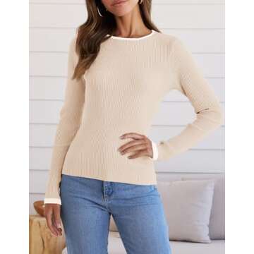 ZESICA Long Sleeve Crewneck Shirt for Women's Casual Style