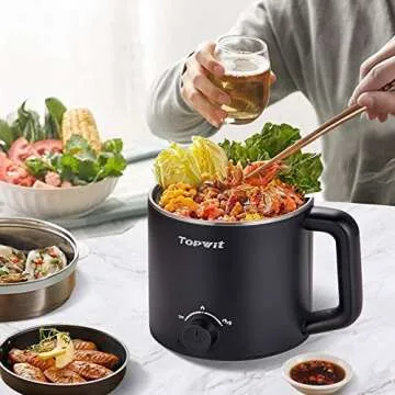 Topwit Hot Pot Electric, Electric Pot, 1.6L Ramen Cooker, Multifunctional Electric Cooker for Pasta,...
