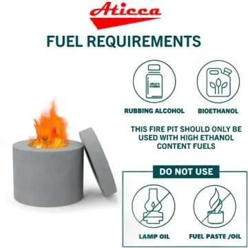 Concrete Indoor Tabletop Fire Pit Portable Bowl S'Mores Maker Small Round Fire Flame Box Mini Fireplace Table Top Firepit