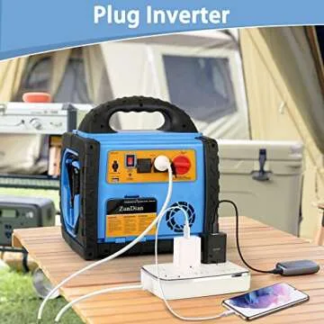 ZunDian 6-in-1 1800Amp Jump Starter with Air Compressor, 12V Car Battery Jumper 260PSI Tire Inflator, Portable Power Station 110V 400W Power Inverter USB DC AC Outlet, Auto Battery Booster Cables