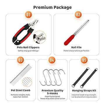 Guzekier Pet Dog Grooming Hammock Harness for Cats & Dogs, Dog Sling for Grooming, Dog Hammock Restraint Bag with Nail Clippers/Trimmer, Nail File, Pet Comb,Ear/Eye Care