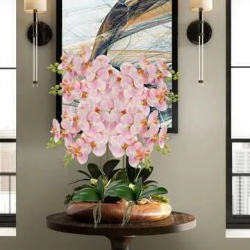 30 Inch Pink Orchids Artificial Flowers Real Touch Phalaenopsis Spray Artificial Orchid Stems with 12 Orchid Flowers Fake Phalaenopsis Tall Faux Flowers Arrangement for Home Decor Party Wedding Decor