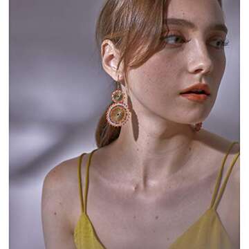 Badu Seed Beaded Circle Beads Earrings Bohemian Dangle Earrings Handmade Bead Fashion Jewelry Drop E...