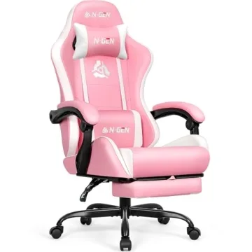 N-GEN Video Gaming Chair with Footrest - Ergonomic High Back Design for Ultimate Comfort