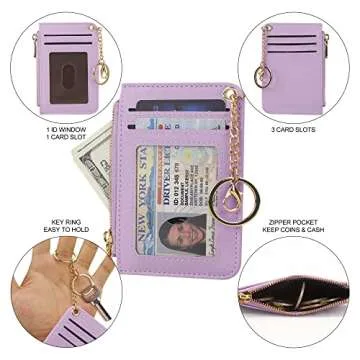 Toughergun Womens Keychain Wallet Slim Front Pocket Minimalist RFID Blocking Credit Card Coin Change...