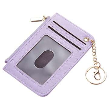 Toughergun Womens Keychain Wallet Slim Front Pocket Minimalist RFID Blocking Credit Card Coin Change Holder Purse Wallet (Light Purple)