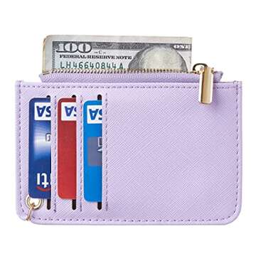 Toughergun Womens Keychain Wallet Slim Front Pocket Minimalist RFID Blocking Credit Card Coin Change Holder Purse Wallet (Light Purple)