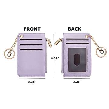 Toughergun Womens Keychain Wallet Slim Front Pocket Minimalist RFID Blocking Credit Card Coin Change Holder Purse Wallet (Light Purple)