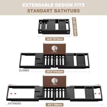 Yirilan Foldable Bathtub Caddy, Expandable Bath Tray, Unique House Warming Gifts, New Home, Annivers...