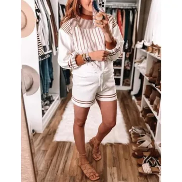 Gihuo Women's Knit Sweater Shorts Matching Set