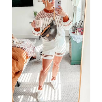 Gihuo Women's Knit Sweater Shorts Matching Set