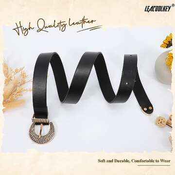 Stylish LEACOOLKEY Western Leather Belt for Women