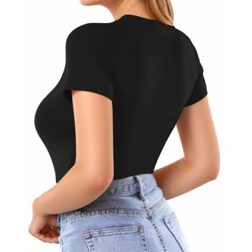 MANGOPOP Women's Comfortable Stretch Round Neck Bodysuit