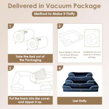 EHEYCIGA Orthopedic Dog Beds for Extra Large Dogs, Waterproof Memory Foam XL Dog Bed with Sides, Non-Slip Bottom and Egg-Crate Foam Big Dog Couch Bed with Washable Removable Cover, Navy