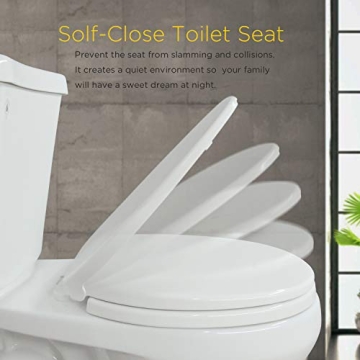 WSSROGY SoftClose Toilet Seat Quiet-Close Durable Easy Install