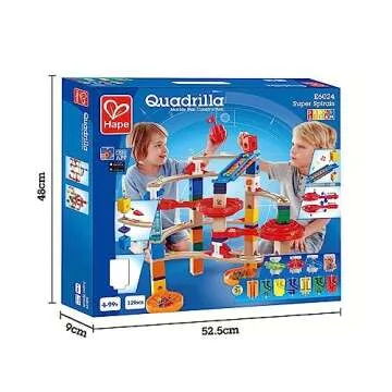 Hape Wooden Quadrilla Super Spirals Marble Run STEM Toy for Kids 4+ Years