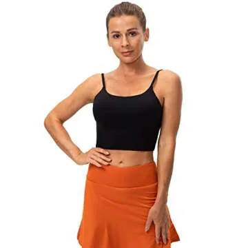 Lavento Women's Longline Sports Bras Yoga Cami Tank Top with Built in Bra