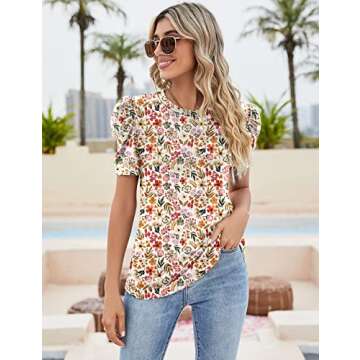 Ivicoer Cute Summer Tops for Women - Puff Sleeve T-shirt