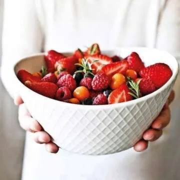 Over and Back 4-Piece ‘What a Dish’ Porcelain Serving Bowls Set w/ Diamond Pattern Design – Microwave, Dishwasher & Oven Safe – Decorative Pieces Great for Appetizers, Sides or Dinner Portions, White