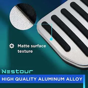Nestour Tesla 2016-2025 Model 3 Model Y Foot Pedal Pad Replacement, Auto Aluminum Pedal Covers Accessories, Non-Slip Accelerator Brake Foot Rest Pedal Extenders (Set of 2)
