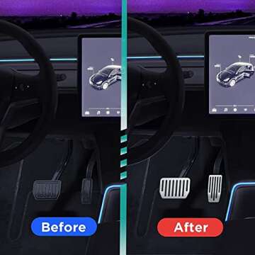 Nestour Tesla 2016-2025 Model 3 Model Y Foot Pedal Pad Replacement, Auto Aluminum Pedal Covers Accessories, Non-Slip Accelerator Brake Foot Rest Pedal Extenders (Set of 2)