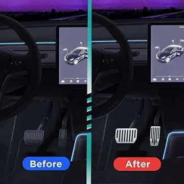 Nestour Tesla 2016-2025 Model 3 Model Y Foot Pedal Pad Replacement, Auto Aluminum Pedal Covers Accessories, Non-Slip Accelerator Brake Foot Rest Pedal Extenders (Set of 2)