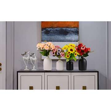 Small Vase Handmade Home Decoration Ceramic Vase for Shelf, Living, Room, Table, Bookshelf Home Decor Gift, Modern Elegant Ceramic Vase (Large 6 Inch High, White)