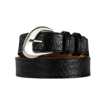 RISANTRY Black Belt for Women Stylish Soft Faux Leather