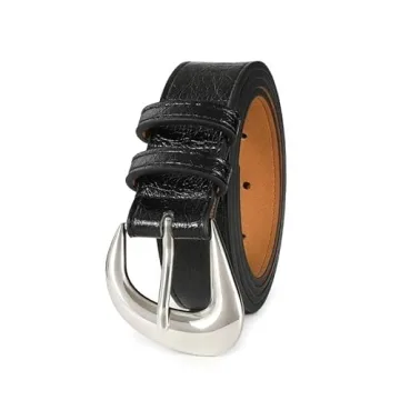 RISANTRY Black Belt for Women Stylish Soft Faux Leather