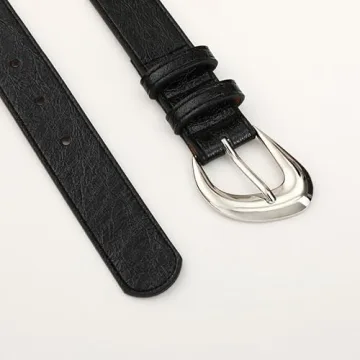 RISANTRY Black Belt for Women Stylish Soft Faux Leather